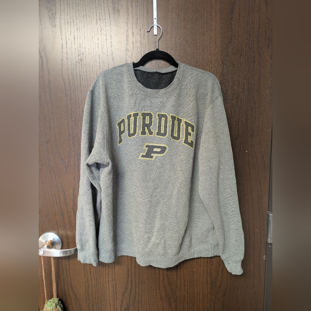 Purdue Unisex Crewneck Sweatshirt Gray Size Large 100% Cotton